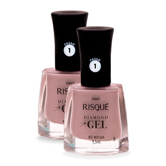 Imagem de Esmalte Risqué Diamond Gel Cor Noz Moscada 9,5ml  Kit com duas unidades