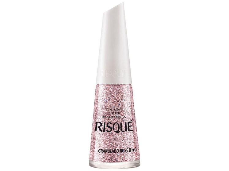 Esmalte Risqué Granulado Rosé Glitter - Hipoalergênico 8ml - risque ...