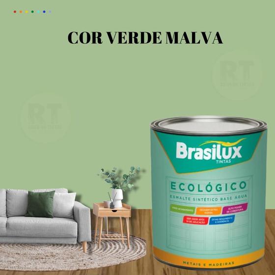 Imagem de Esmalte Sintético Base Água Brasilux Ecologico Cor Verde 800ML Brilhante