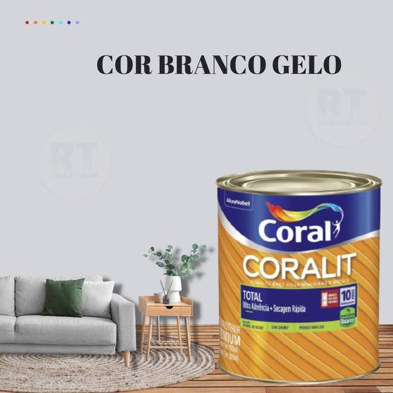 Imagem de Esmalte Sintético Base Água Coral Coralit 800ml Cor Cinza Acetinado p/Madeiras e Metais e Pintura em Artesanato de MDF