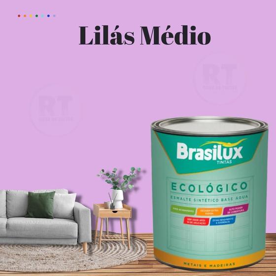 Imagem de Esmalte Sintético Brasilux Base Água Ecologico Cor Roxo 800ML Brilhante