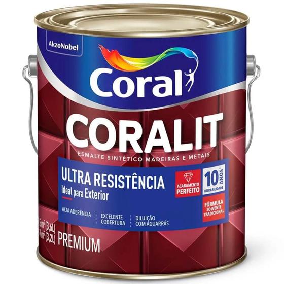 Imagem de Esmalte Sintético Coralit Ultra Resistência Alto Brilho 3,6 Litros - CORAL