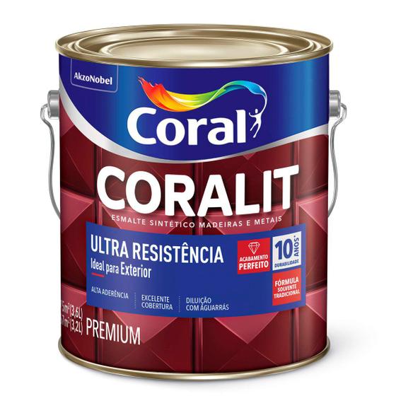 Imagem de Esmalte Sintético Coralit Ultra Resistência Alto Brilho Amarelo Galão 3,6 Litros