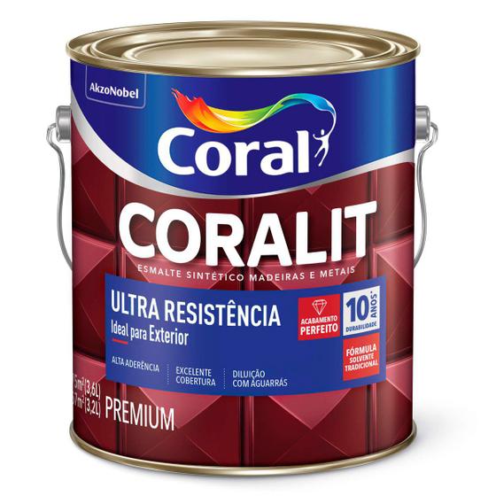 Imagem de Esmalte Sintético Coralit Ultra Resistência Fosco Preto Galão 3,6 Litros