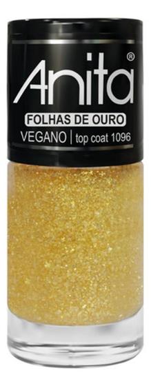 Imagem de Esmalte Top Coat Anita Folhas De Ouro Dourado Glitter 10Ml