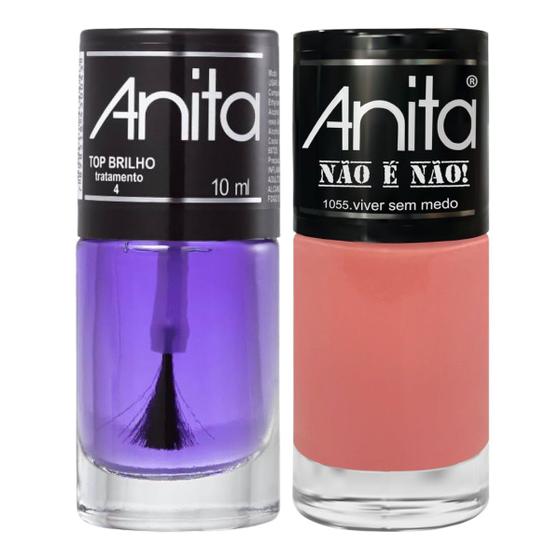 Imagem de Esmalte Viver sem medo Coleção Não é Não + Top Brilho 10ml Anita