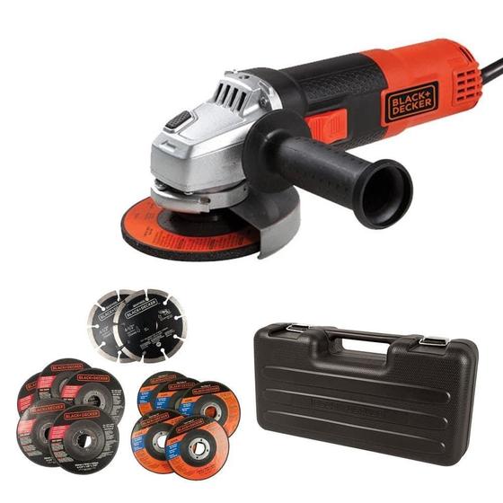 Imagem de Esmerilhadeira angular 4.1/2" 820W com maleta e 12 discos - G720K12 - Black + Decker