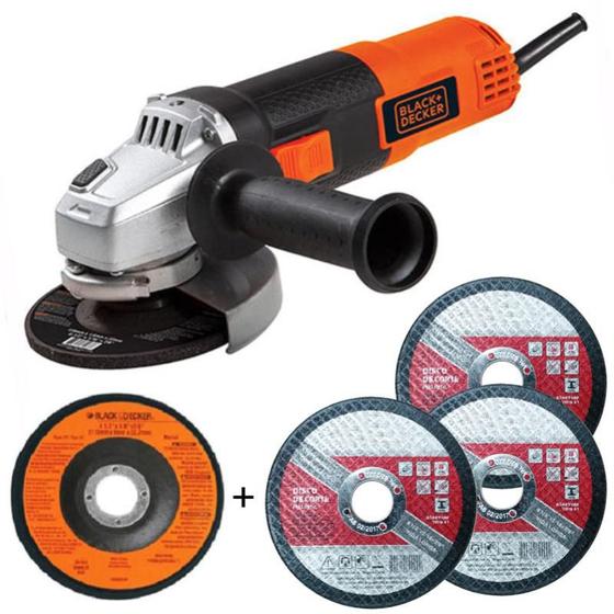 Imagem de Esmerilhadeira Angular 4.1/2 POL 820W G720 BLACK & DECKER com 3 Discos de Corte Metal