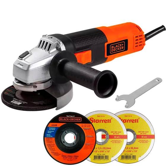 Imagem de Esmerilhadeira Angular 4.1/2 POL 820W G720 com Disco BLACK & DECKER + 2 Discos de Corte