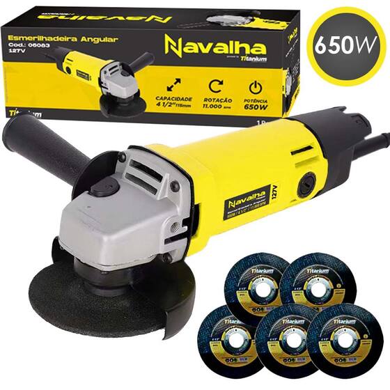 Esmerilhadeira angular 4.1/2 pol titanium + 5 discos é ruim? Esmerilhadeira angular 4.1/2 pol titanium + 5 discos é boa?