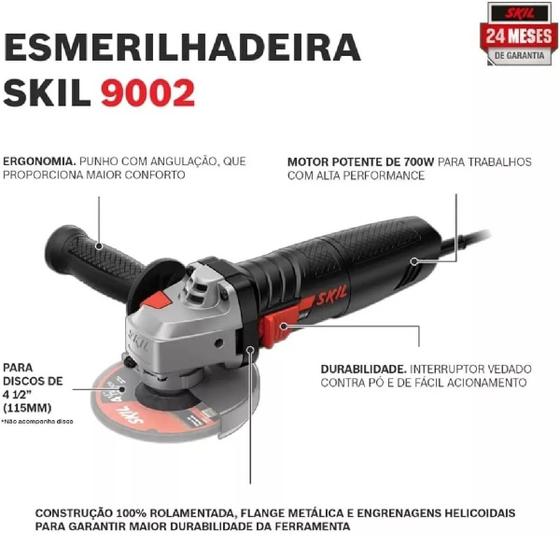 Imagem de Esmerilhadeira Angular Skil  9002 De 50hz/60hz Preto 700 W 127 V