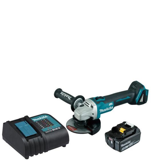 Imagem de Esmerilhadeira Dga504 + Bateria 5 Ah + Carregador Bivolt Makita