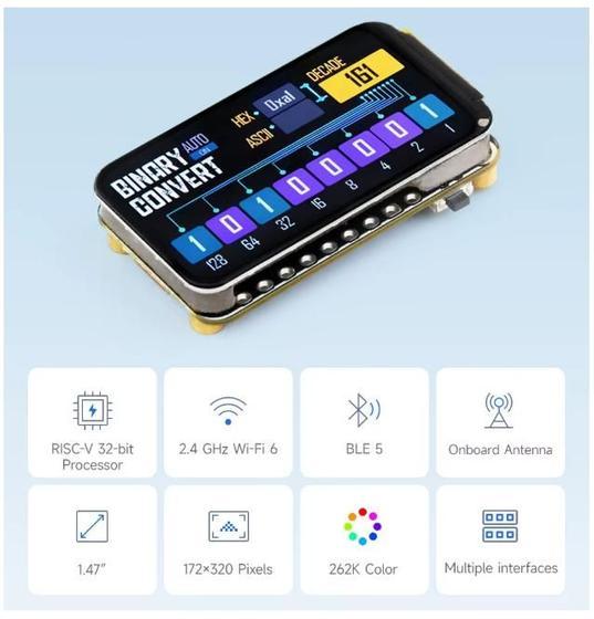 Imagem de ESP32-C6 display lcd1.47 Polegadas wifi 6 & bluetooth