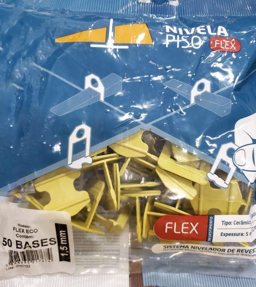 Imagem de Espaçador nivelador 1,5mm FLEX ECO pacote c/ 50pçs para cunha larga - Nivela piso - nivela pisos