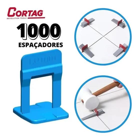 Espaçador Nivelador Piso e Porcelanato 1mm 1000 Peças Slim Azul Cortag ...