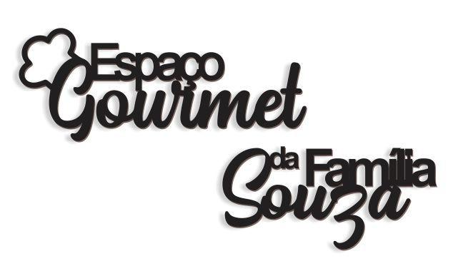 Imagem de Espaço Gourmet Personalizado 65x33cm Lettering em Madeira Mdf Aplique de Parede