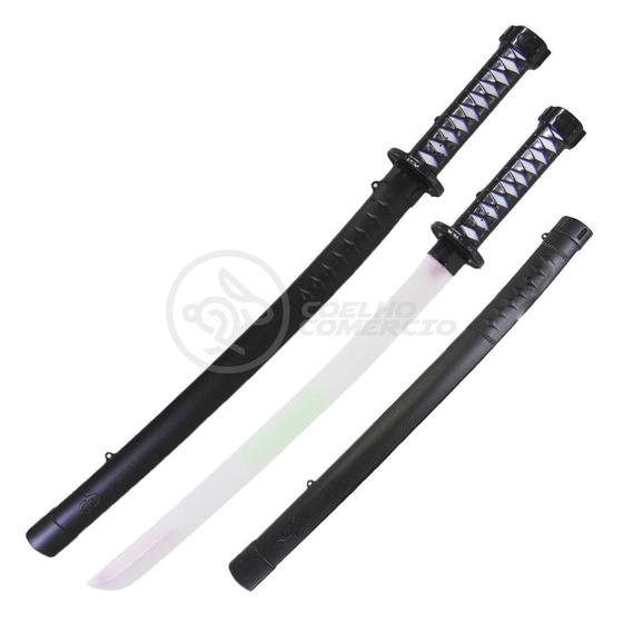 Imagem de Espada Ninja Brinquedo Katana Samurai com Som e Luz À Pilha - Preto