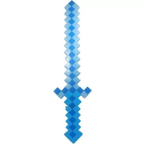 Imagem de Espada Pixel 58Cm Diamante Som E Luz À Pilha Azul