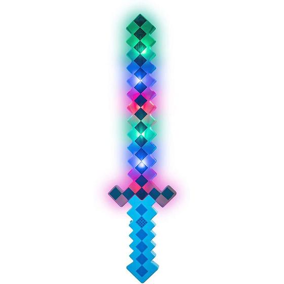 Imagem de Espada Pixel Minecraft 58Cm Diamante Som E Luz À Pilha ul
