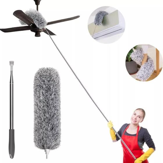 Imagem de Espanador de Pó Extensível com Microfibra Eletrostática Flexível e Perfeito para Limpeza de Teto e Cantos