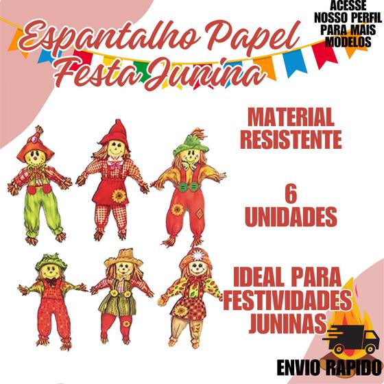 Imagem de Espantalho C/6 Unidades Festa Junina Decoraçao