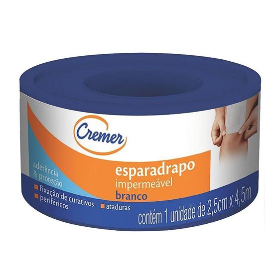 Imagem de Esparadrapo cremer impermeável branco com 2,5cm x 4,5m