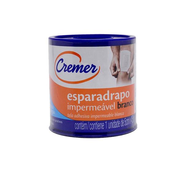 Imagem de Esparadrapo cremer impermeável branco com 5cm x 4,5m