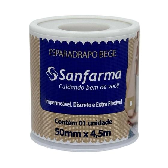 Imagem de Esparadrapo Impermeavel Bege Sanfarma 50mm x 4,5m 12 Unid