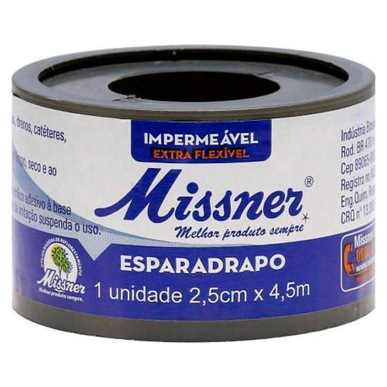 Imagem de Esparadrapo Missner Impermeável 2,5cm x 4,5m com 1 Unidade