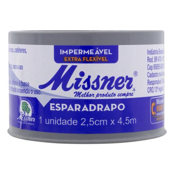 Imagem de Esparadrapo Missner Impermeável Branco 2,5Cm X 4,5M