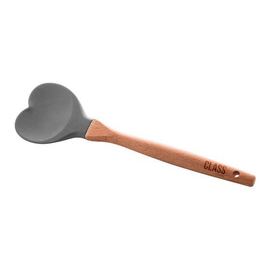 Imagem de Espátula Coração Silicone Bambu 32cm Utensílios Class Home