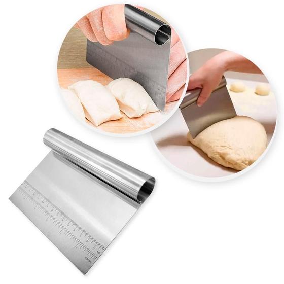 Imagem de Espátula Cortador Raspador 15Cm Inox Massas Pães Pizza Bolo