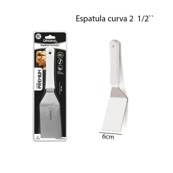 Imagem de Espátula Curva 2 Inox Original Chapa Lanche Chapeiro Cozinha