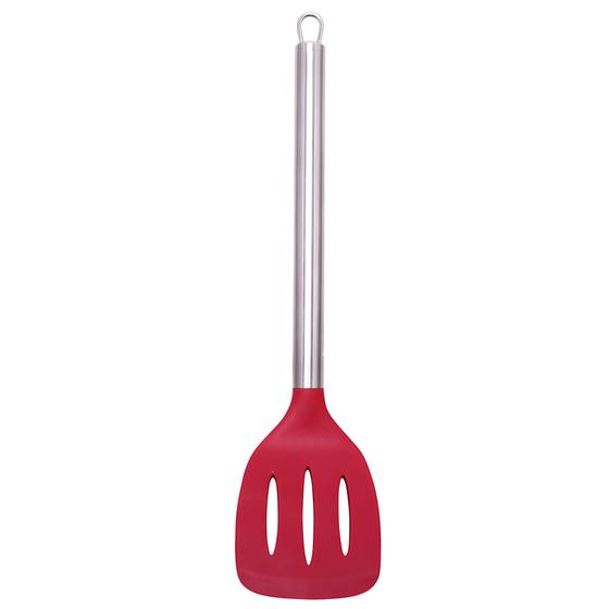 Imagem de Espátula De Silicone Com Cabo Inox Utensílios Cozinha 8x35cm Vermelho