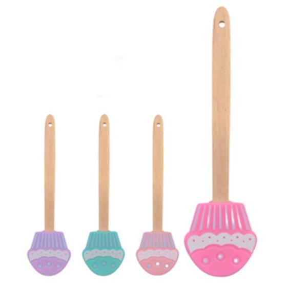 Imagem de Espátula de silicone em formato de cupcake rosa lilás ou verde para cozinha espatula colher multiuso