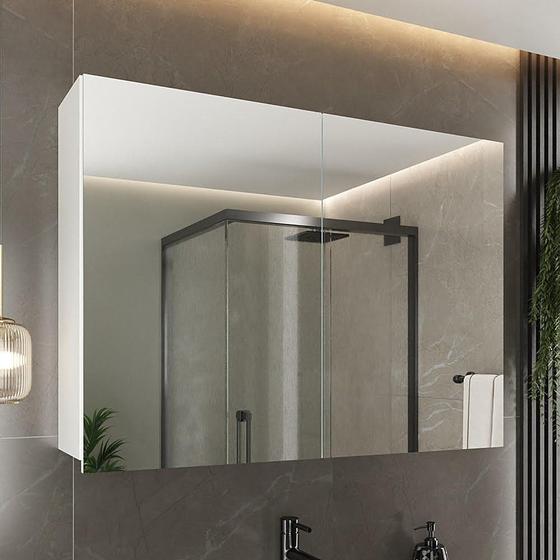 Espelheira para Banheiro 2 Portas 2 Prateleiras Malbec - Móveis Bosi Imagem de Espelheira para Banheiro 2 Portas 2 Prateleiras Malbec