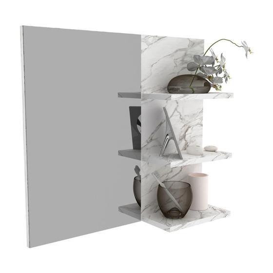Imagem de Espelheira para Banheiro 60cm Multimóveis CR10088 Mármore Branco