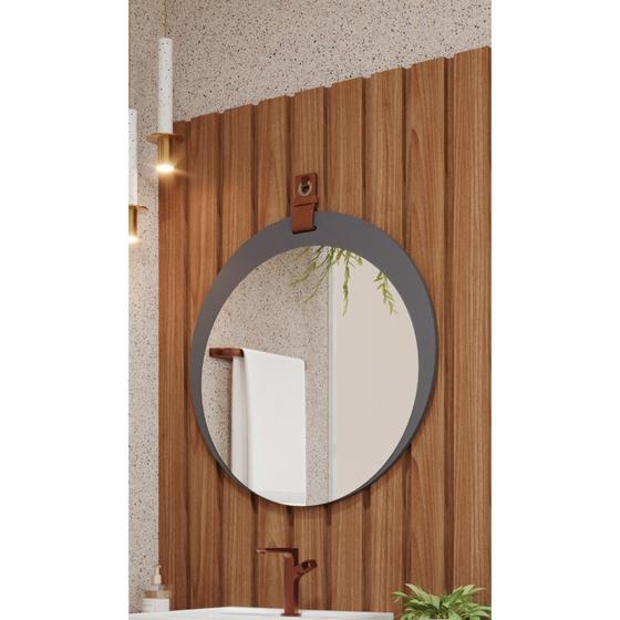 Imagem de Espelheira Para Banheiro Alça em Couro Lua Espresso Móveis