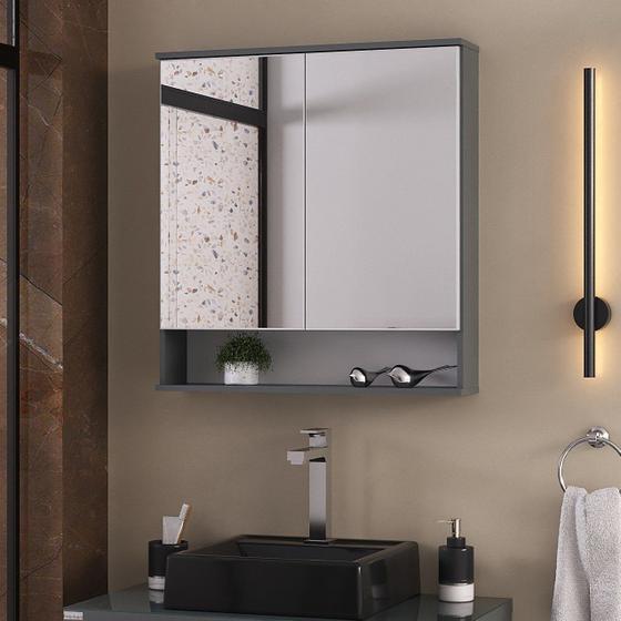 Imagem de Espelheira para Banheiro Cecília 2 Portas com Espelho