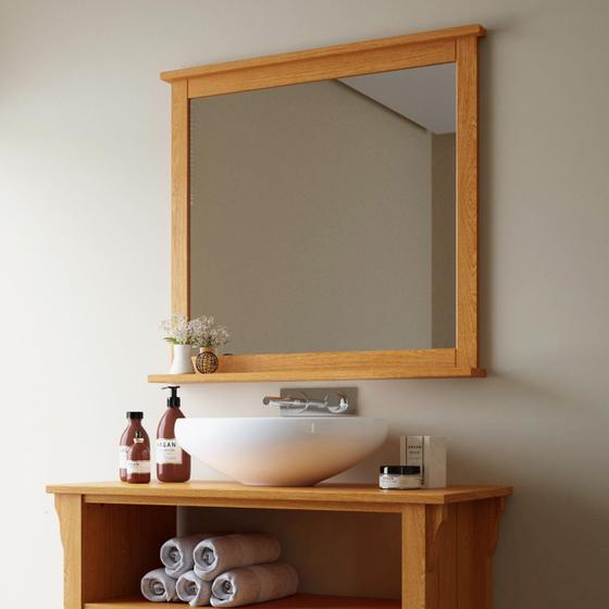 Imagem de Espelheira para Banheiro com Prateleira 78cm Mission Mão e Formão Jatoba