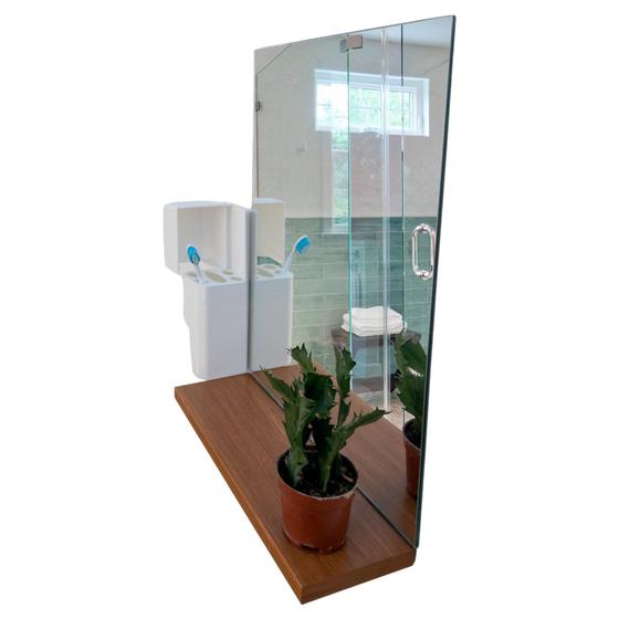 Imagem de Espelheira Retangular 30x40 Com Prateleira MDF