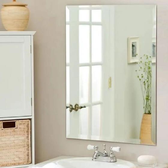 Imagem de Espelho Adesivo Retangular De Parede 30x40cm Mágico Banheiro