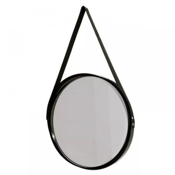 Espelho Adnet Emoldurado Redondo Decorativo Preto 45cm Alça Preta Menor preço em Espelho Adnet Emoldurado Redondo Decorativo Preto 45cm Alça Preta