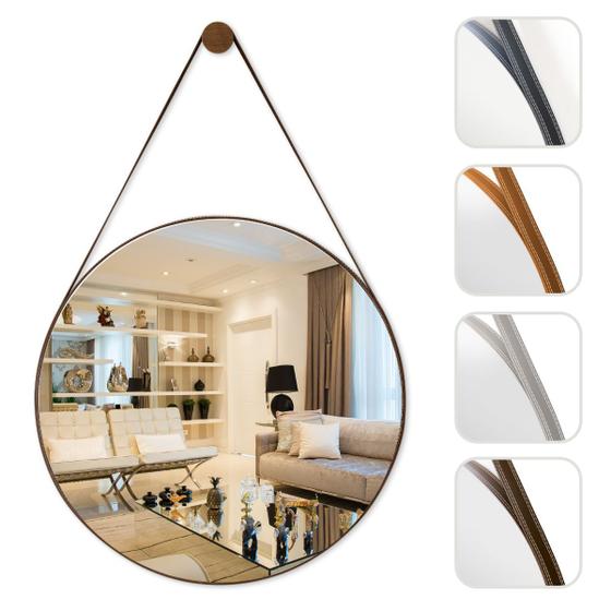 Espelho Adnet Para Lavabo Alça Em Couro 60cm + Suporte - Rei dos Vidros Imagem de Espelho Adnet Para Lavabo Alça Em Couro 60cm + Suporte