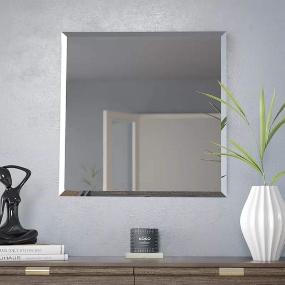 Imagem de Espelho banheiro lapidado Bisotê 40x40cm Com Pendurador