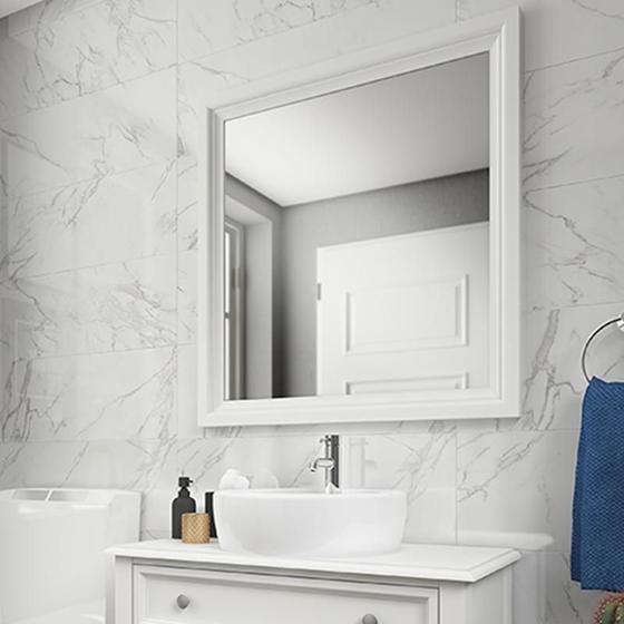 Imagem de Espelho Banheiro Nouvelle Sobrepor Madeira Maciça - Branco