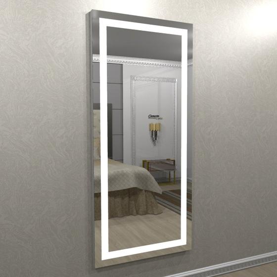 Espelho camarim jateado 1,80m x 0,80 com 2 cores de iluminação super led - branco frio e quente - esp18-180 Menor preço em Espelho camarim jateado 1,80m x 0,80 com 2 cores de iluminação super led - branco frio e quente - esp18-180