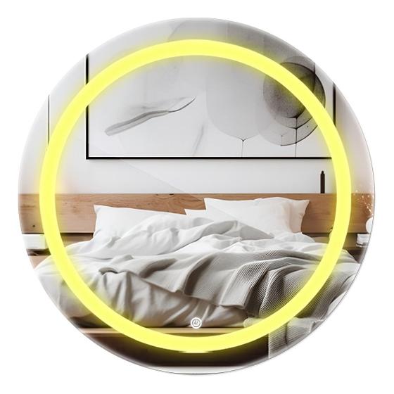 Imagem de Espelho Com Led Jateado Redondo 80x80 Cm Lapidado Com Touch