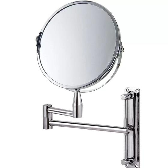 Imagem de Espelho De Aumento Articulado Dupla Face Aço Cromado