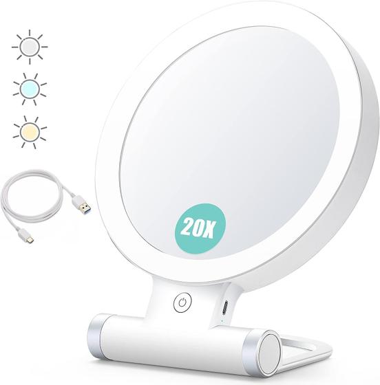 Imagem de Espelho de aumento B Beauty Planet 20X/1X com luz, dobrável